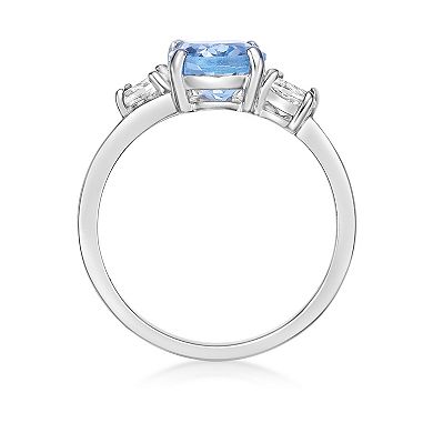 Gemminded Sterling Silver ISQA Blue Topaz & Lab-Created White Sapphire Ring