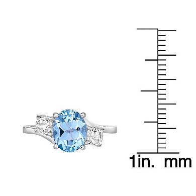 Gemminded Sterling Silver ISQA Blue Topaz & Lab-Created White Sapphire Ring