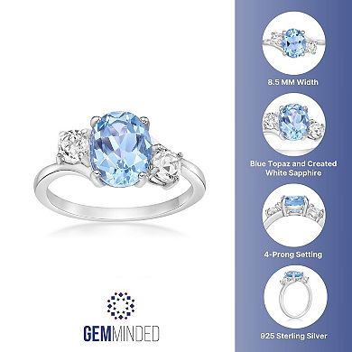 Gemminded Sterling Silver ISQA Blue Topaz & Lab-Created White Sapphire Ring