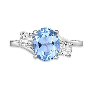 Gemminded Sterling Silver ISQA Blue Topaz & Lab-Created White Sapphire Ring