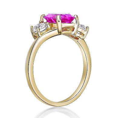 Gemminded 2 Micron Gold Over Silver Lab-Created Pink & White Sapphire Ring
