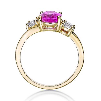 Gemminded 2 Micron Gold Over Silver Lab-Created Pink & White Sapphire Ring