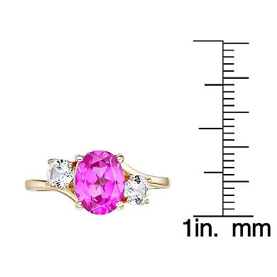 Gemminded 2 Micron Gold Over Silver Lab-Created Pink & White Sapphire Ring