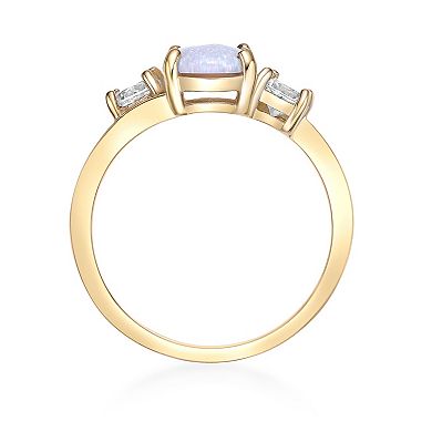 Gemminded 2 Micron Gold Over Silver Lab-Created Opal & Lab-Created White Sapphire Ring