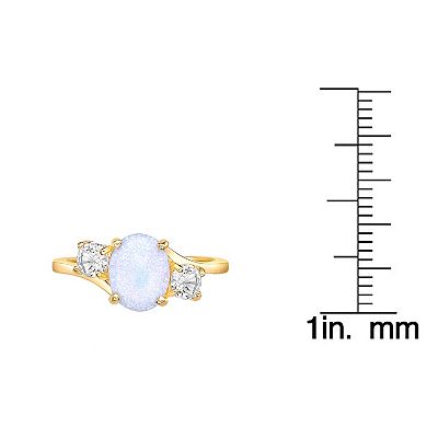 Gemminded 2 Micron Gold Over Silver Lab-Created Opal & Lab-Created White Sapphire Ring