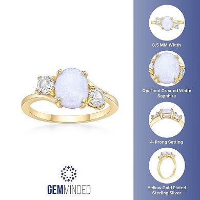Gemminded 2 Micron Gold Over Silver Lab-Created Opal & Lab-Created White Sapphire Ring