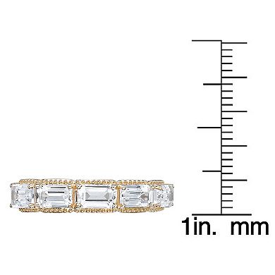 Gemminded 2 Micron Gold Over Silver Lab-Created Opal & Lab-Created White Sapphire Ring