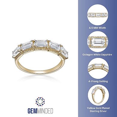 Gemminded 2 Micron Gold Over Silver Lab-Created Opal & Lab-Created White Sapphire Ring