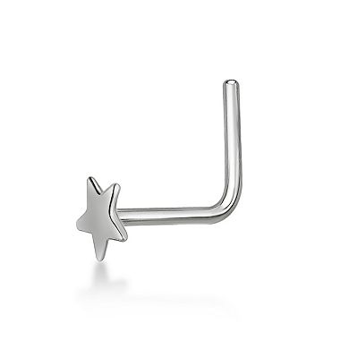 Lila Moon 14k White Gold Star L-Shaped Nose Stud