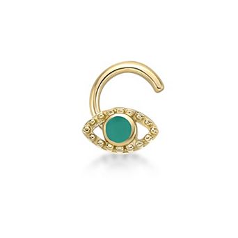 Lila Moon 14k Gold Enameled Evil Eye Curved Post Nose Stud