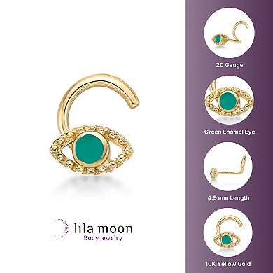 Lila Moon 14k Gold Enameled Evil Eye Curved Post Nose Stud