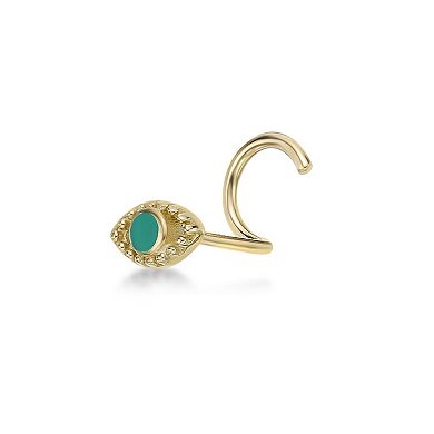 Lila Moon 14k Gold Enameled Evil Eye Curved Post Nose Stud