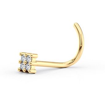 Lila Moon 14k Gold Cubic Zirconia Square Curved Post Nose Stud