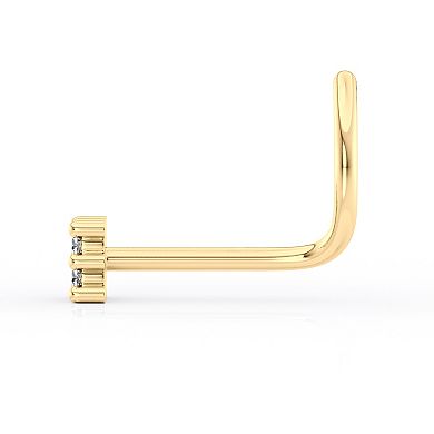 Lila Moon 14k Gold Cubic Zirconia Square Curved Post Nose Stud