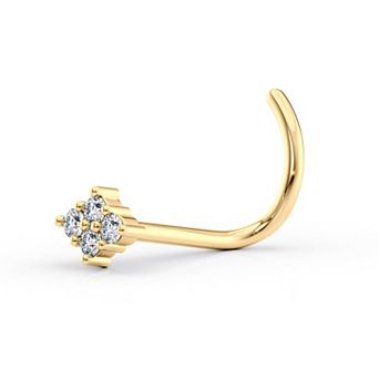 Lila Moon 14k Gold Cubic Zirconia Rhombus Curved Post Nose Stud