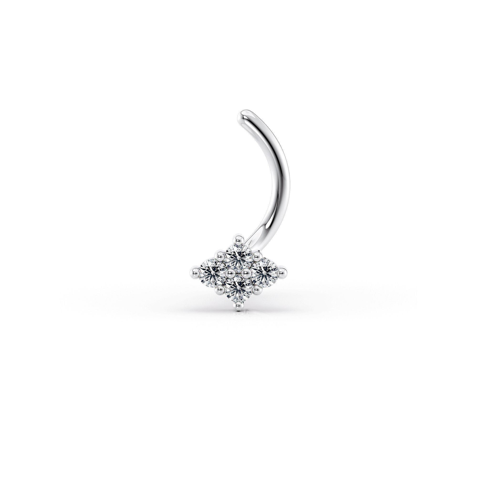 Lila Moon 14k Gold Cubic Zirconia Rhombus Curved Post Nose Stud, Womens, 1