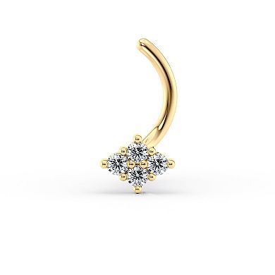 Lila Moon 14k Gold Cubic Zirconia Rhombus Curved Post Nose Stud
