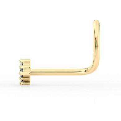 Lila Moon 14k Gold Cubic Zirconia Rhombus Curved Post Nose Stud
