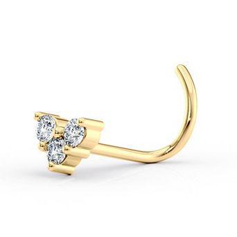 Lila Moon 14k Gold Cubic Zirconia Heart Curved Post Nose Stud