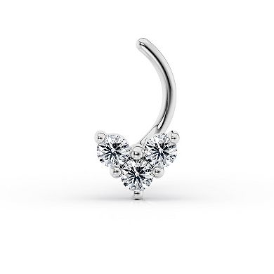 Lila Moon 14k Gold Cubic Zirconia Heart Curved Post Nose Stud