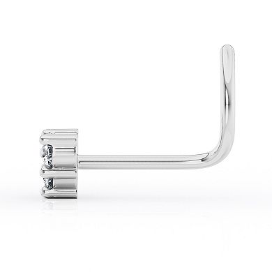 Lila Moon 14k Gold Cubic Zirconia Heart Curved Post Nose Stud