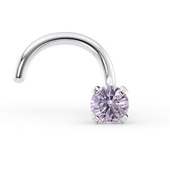 Lila Moon 14k White Gold Violet Crystal Curved Nose Stud