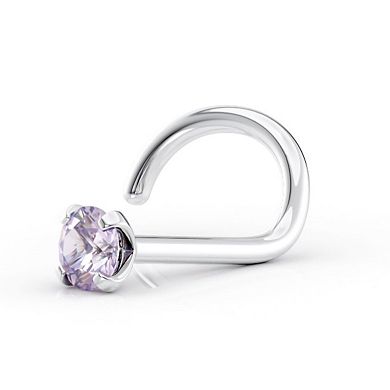 Lila Moon 14k White Gold Violet Crystal Curved Nose Stud