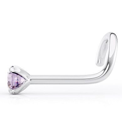 Lila Moon 14k White Gold Violet Crystal Curved Nose Stud