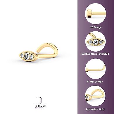 Lila Moon 14k Gold Cubic Zirconia Evil Eye Curved Nose Stud