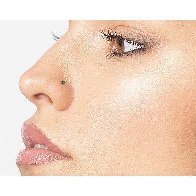 Lila Moon 14k Gold Green & Clear Cubic Zirconia Curved Nose Stud Trio