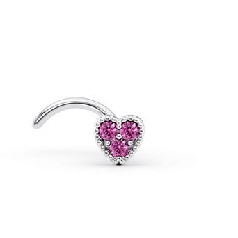 Lila Moon 14k Gold Pink Cubic Zirconia Heart Curved Nose Stud