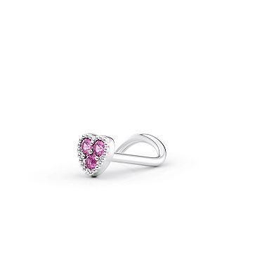 Lila Moon 14k Gold Pink Cubic Zirconia Heart Curved Nose Stud