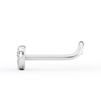 Lila Moon 14K Gold Curved Red Heart Cubic Zirconia Nose Stud