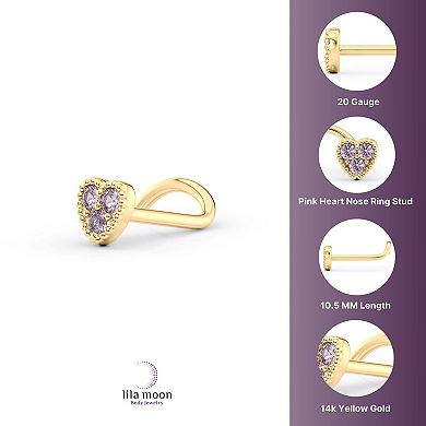 Lila Moon 14k Gold Purple Cubic Zirconia Curved Nose Stud