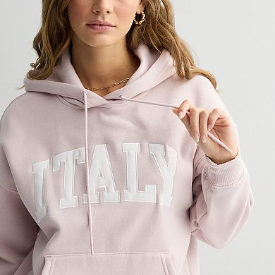 Juniors' Pink Republic Hooded Kangaroo Pocket Pullover Hoodie