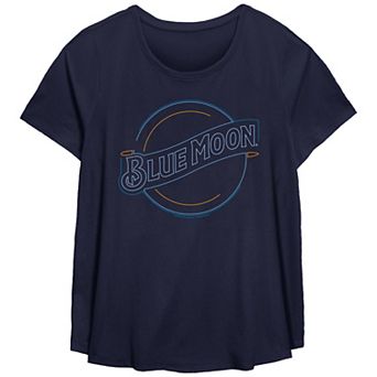 Plus Size Blue Moon Neon Lights Sign Flowy Graphic Tee