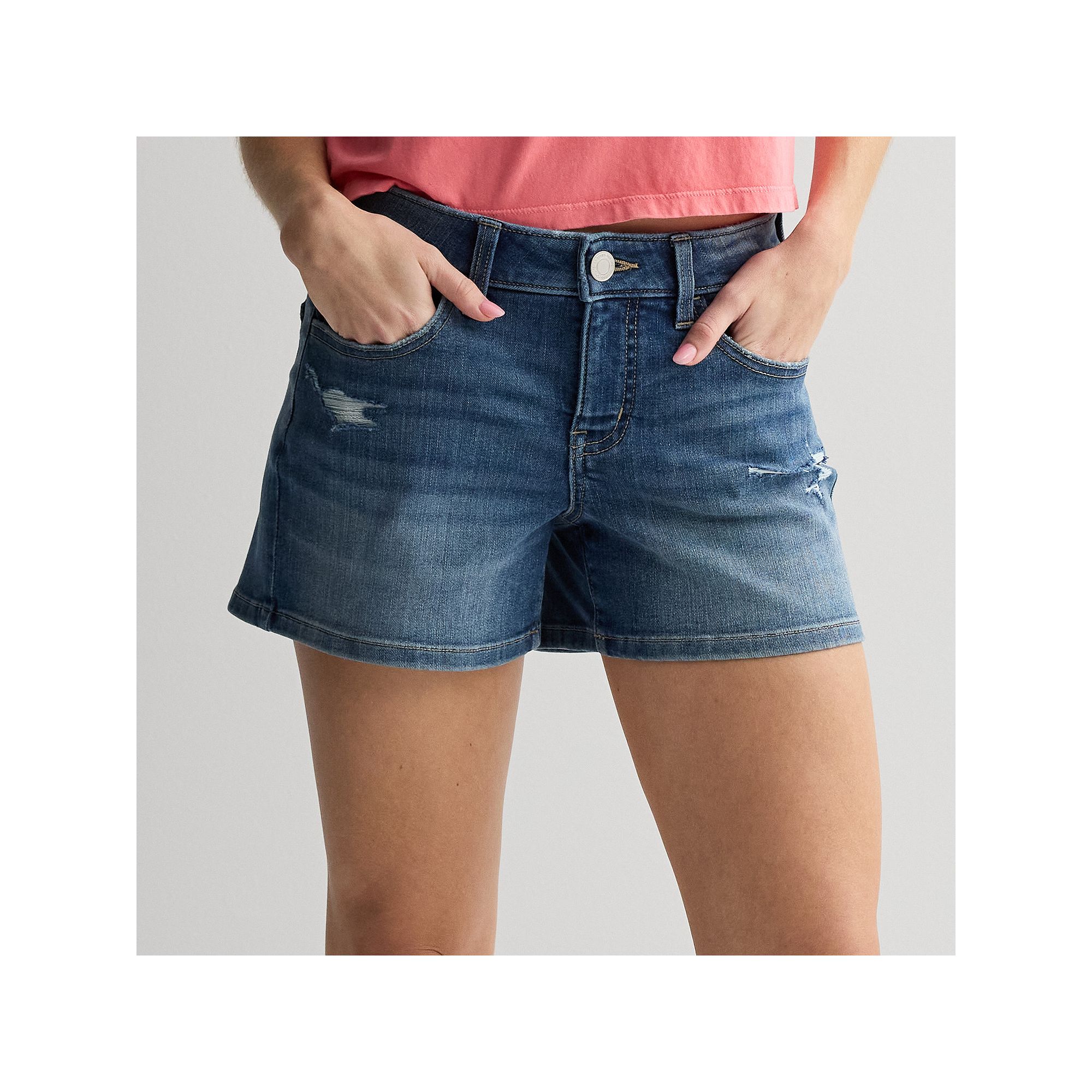Juniors SO® Low Rise Curvy Midi Shorts, Girls, Size: 1, Medium Dark Dest