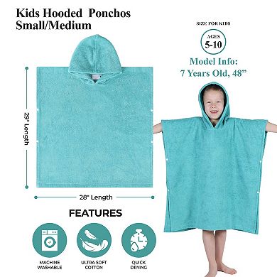 SUPERIOR Kids' Lightweight Plush Soft Terry Hooded Bathrobe