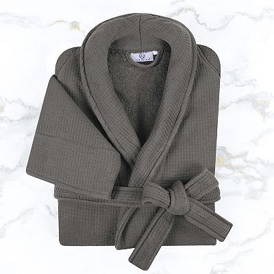 slim fit dress slacks Light Grey and Grey linen waffle robe two tones – Linen Couture main image 0