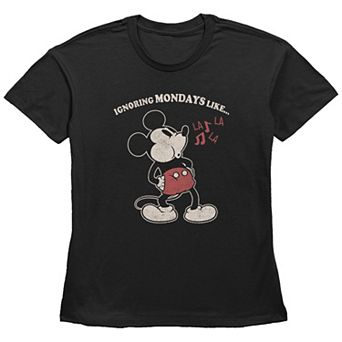 Disney's Mickey Mouse Ignoring Mondays Like La La La Women's Graphic Tee