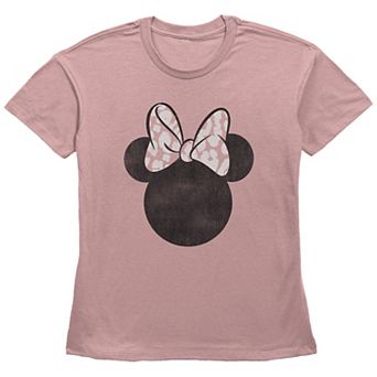 Disney's Minnie Mouse Pink Leopard Print Bow Women's Graphic Tee