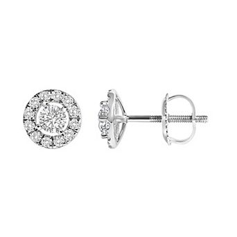 Haus of Brilliance 14k White Gold 3/4 Carat T.W. Lab-Grown Diamond Stud Earrings