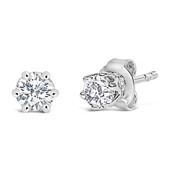Haus of Brilliance 14k White Gold 1/2 Carat T.W. Lab-Grown Diamond 6-Prong Crown Stud Earrings