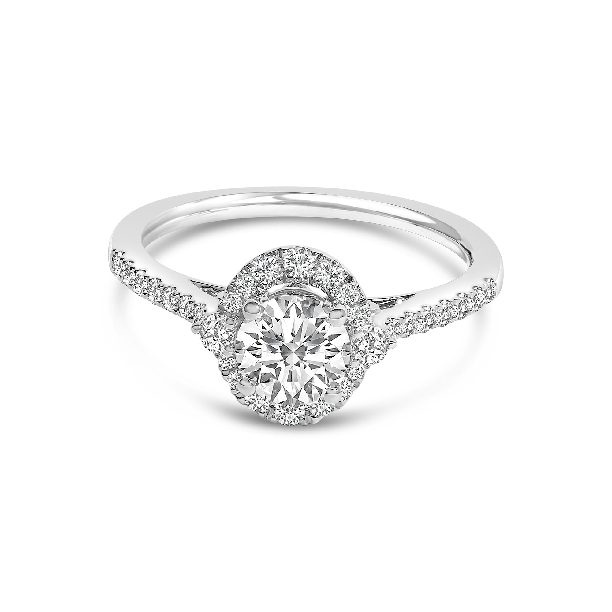 Haus of Brilliance 14k White Gold 1 Carat T.W. Lab-Grown Diamond Halo Engag