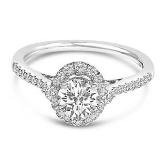Haus of Brilliance 14k White Gold 1 Carat T.W. Lab-Grown Diamond Halo Engagement Ring