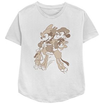 Disney's Mickey Mouse And Minnie Mouse Wild Horse Ride Women's Relaxed Fit Graphic Tee
