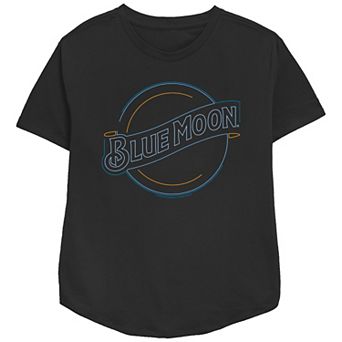 Women's Blue Moon Neon Lights Sign Relaxed Fit Graphic Tee