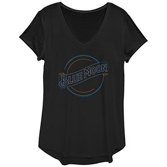 Women's Blue Moon Neon Lights Sign Graphic Tee