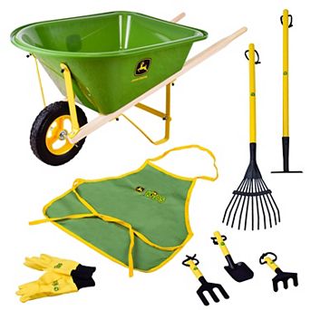 Sunny Days Entertainment John Deere Wheelbarrow and 8 pc Garden Set