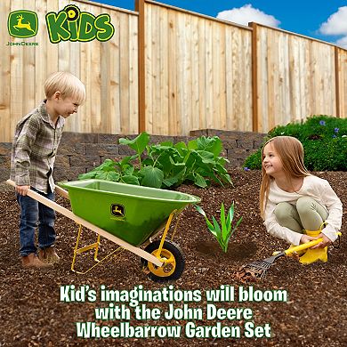 Sunny Days Entertainment John Deere Wheelbarrow and 8-Piece Garden Set